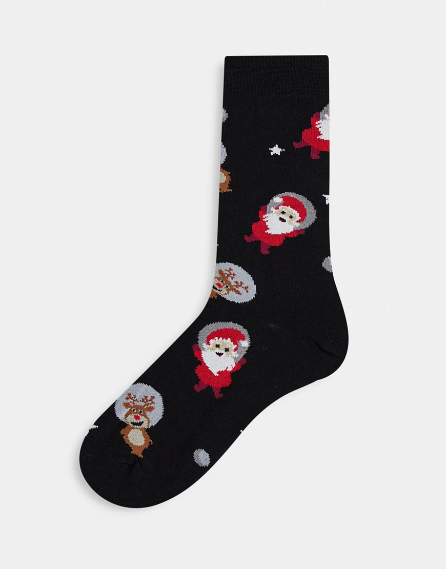 ASOS DESIGN – Christmas – Knöchellange Socken mit Rudolph und Weihnachtsman günstig online kaufen