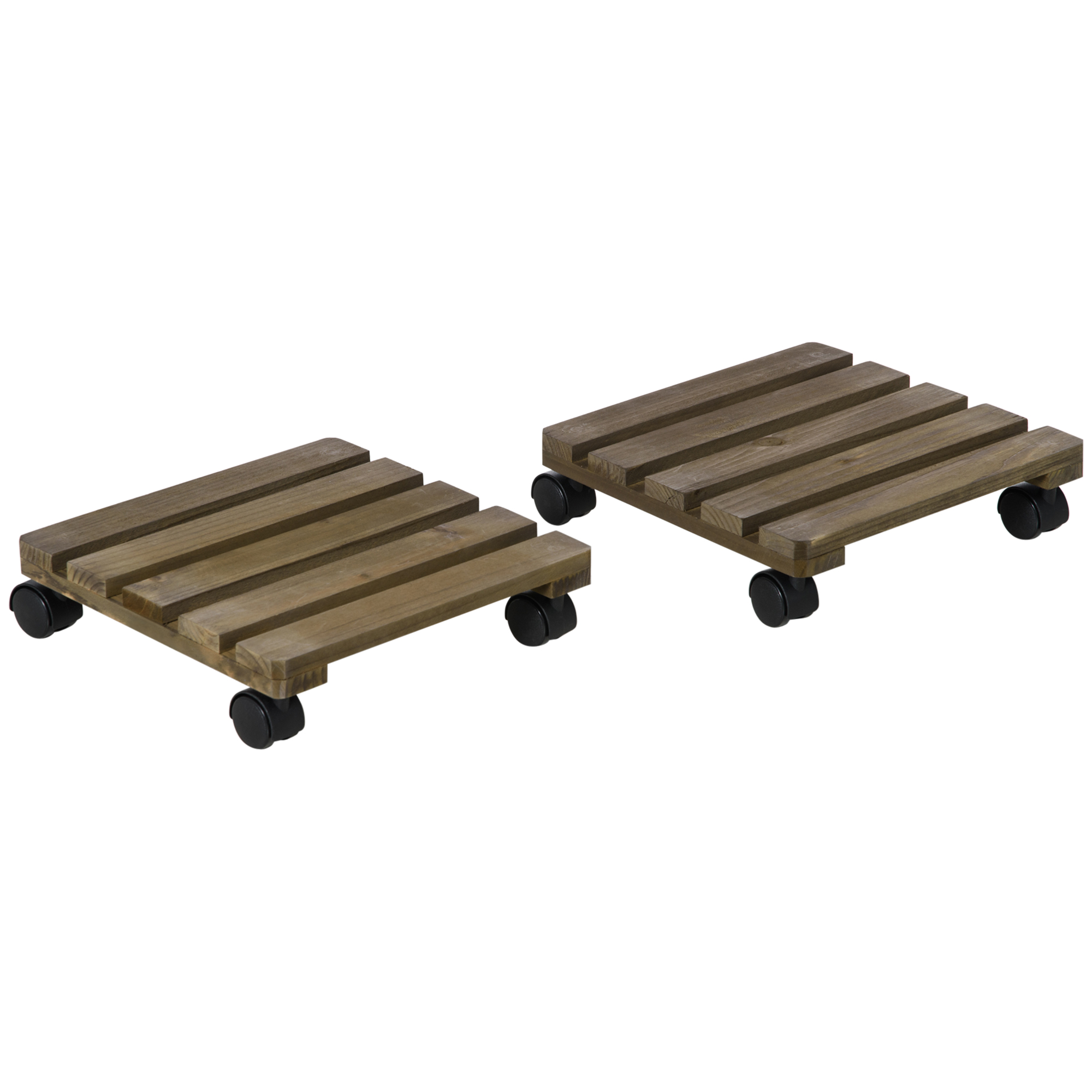 Outsunny 2er-Set Pflanzenroller rollbarer Pflanzenständer mit Bremsen 30x30 günstig online kaufen