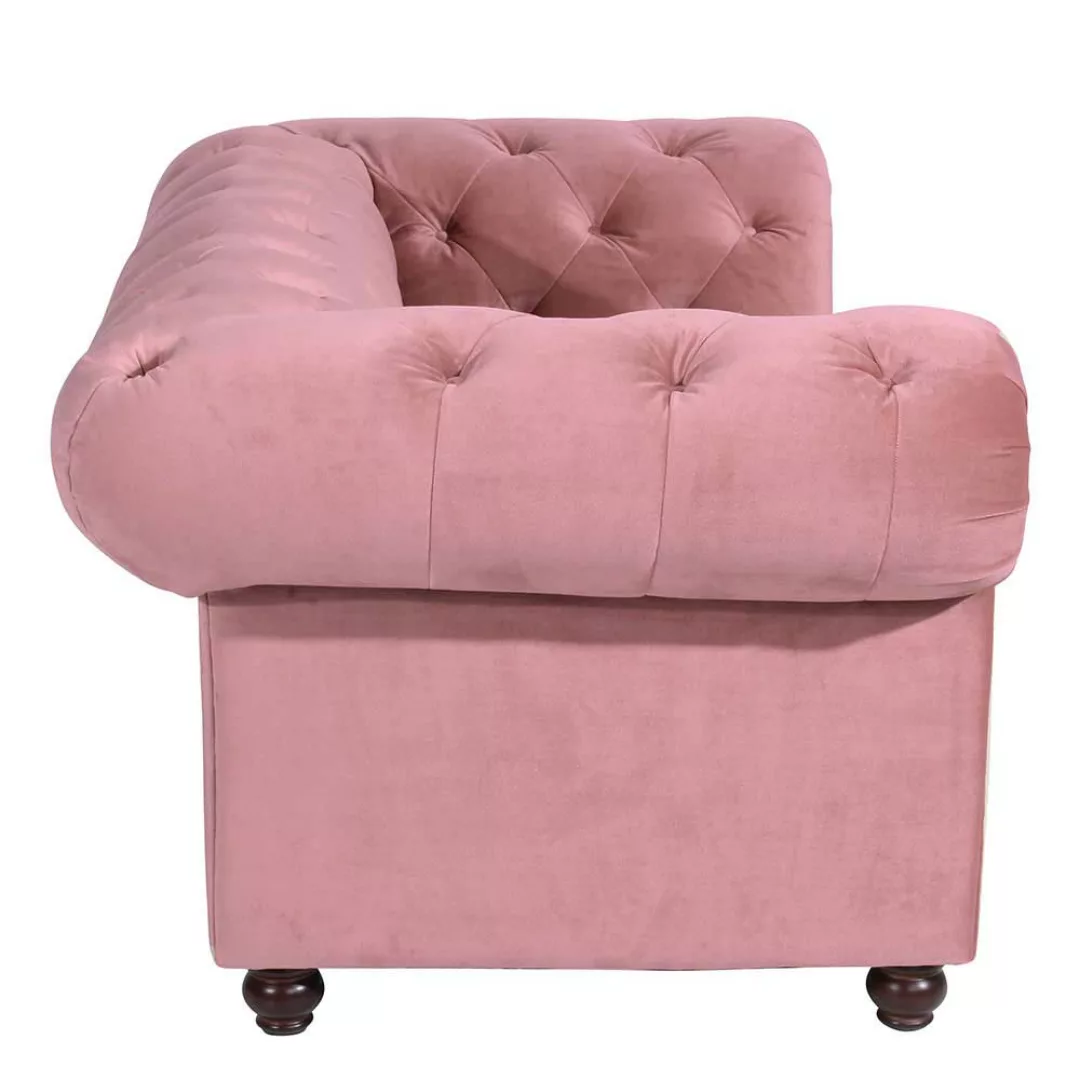 Rosa Zweiersofa Chesterfield aus Samtvelours 196 cm breit günstig online kaufen