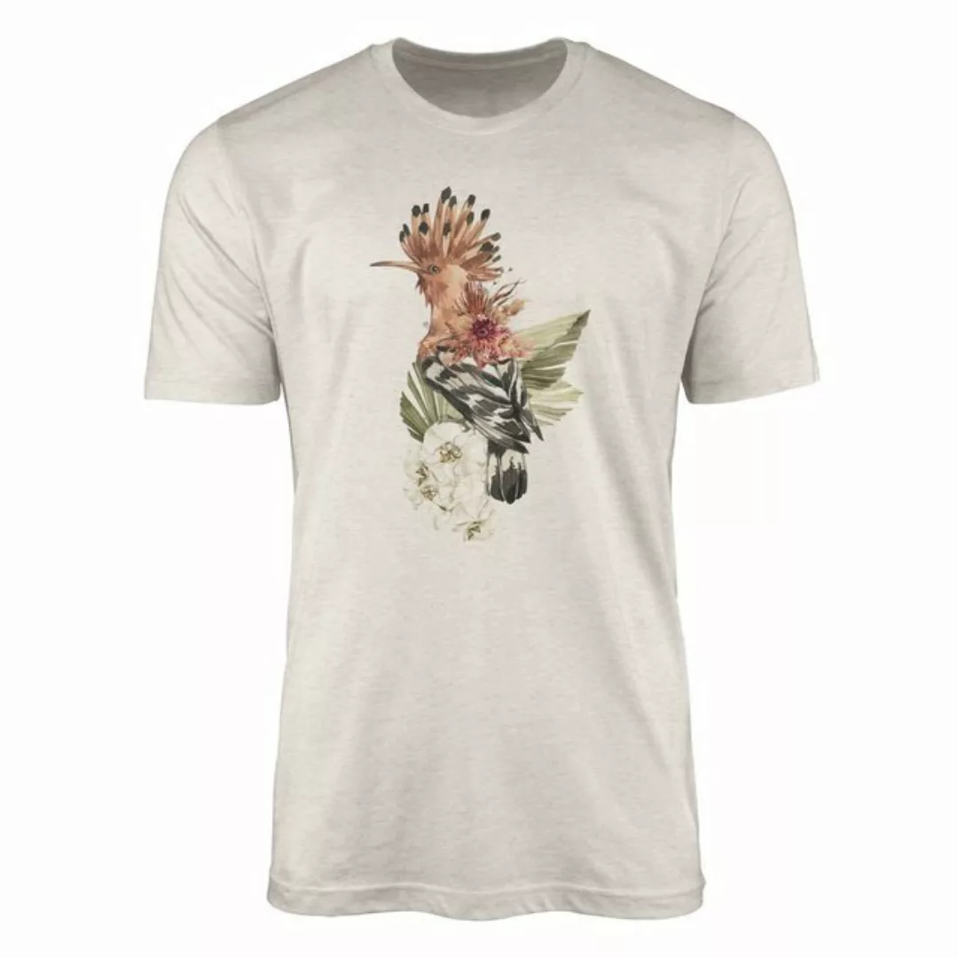 Sinus Art T-Shirt Herren Shirt Organic T-Shirt Aquarell Motiv Wiedehopf Vog günstig online kaufen