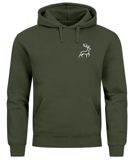 Neverless Hoodie Hoodie Herren Print Aufdruck Hirsch Wald-Tiere Kapuzen-Pul günstig online kaufen