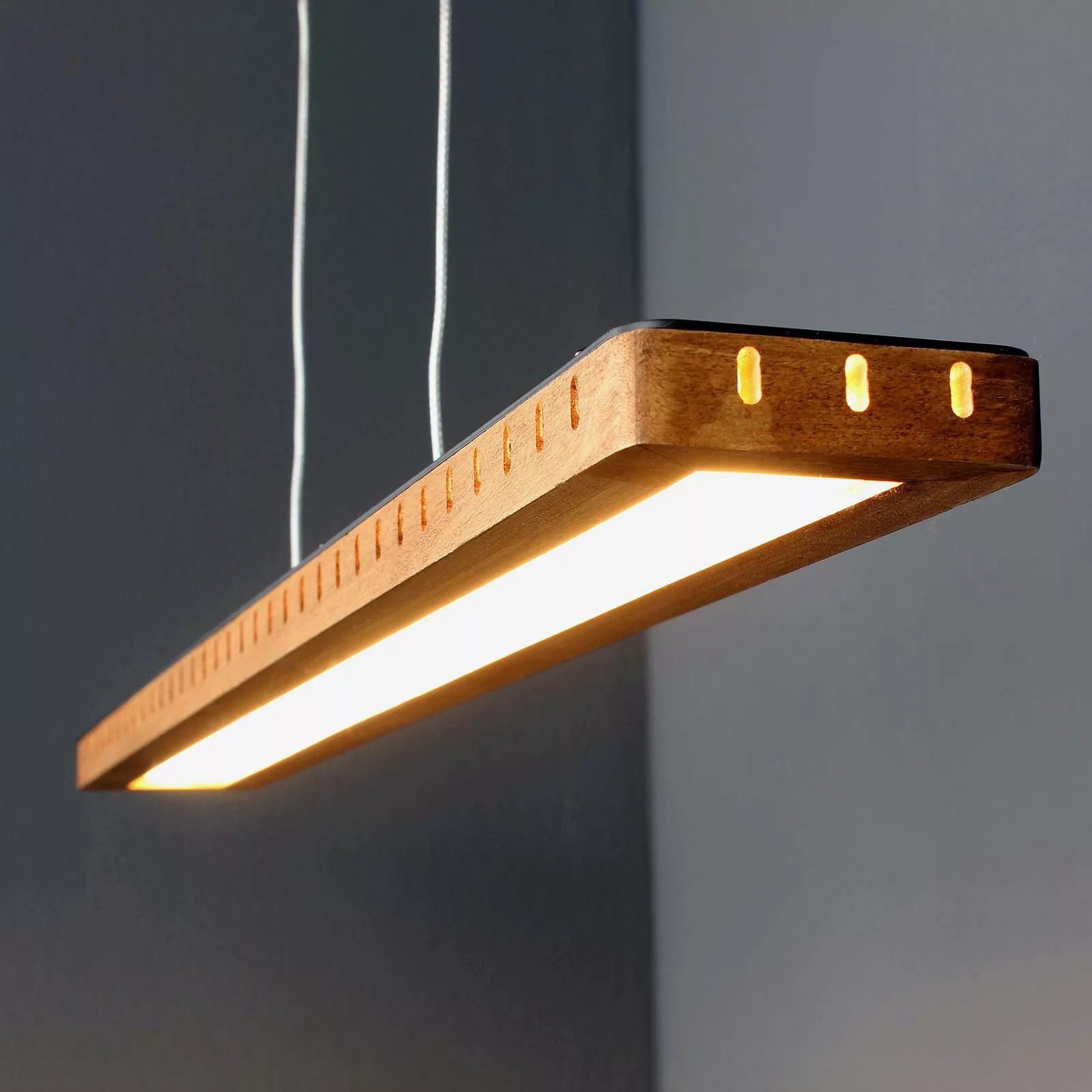 LED-Hängeleuchte Solaris 3-Step-dim Holz 70 cm günstig online kaufen