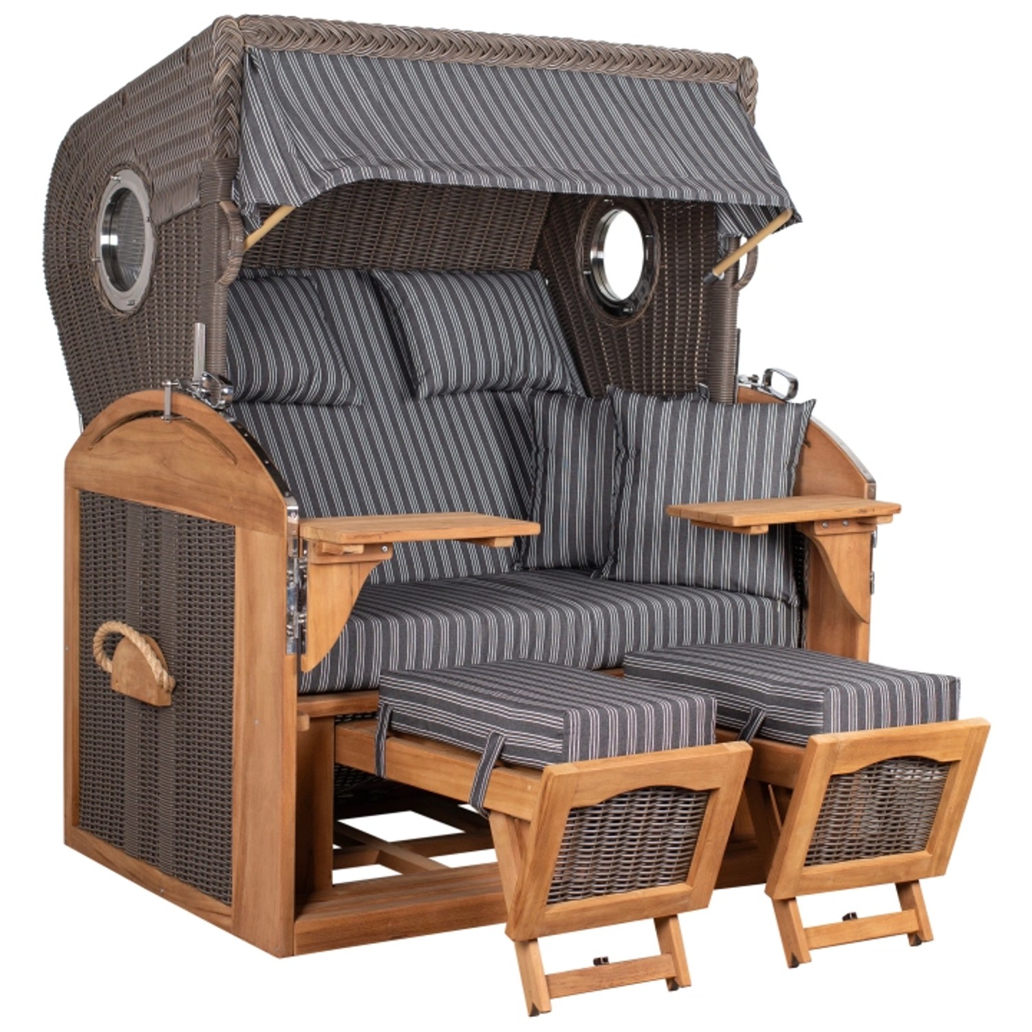 GarWoh Strandkorb Horum XL Teak PE Grey Dessin 500 günstig online kaufen