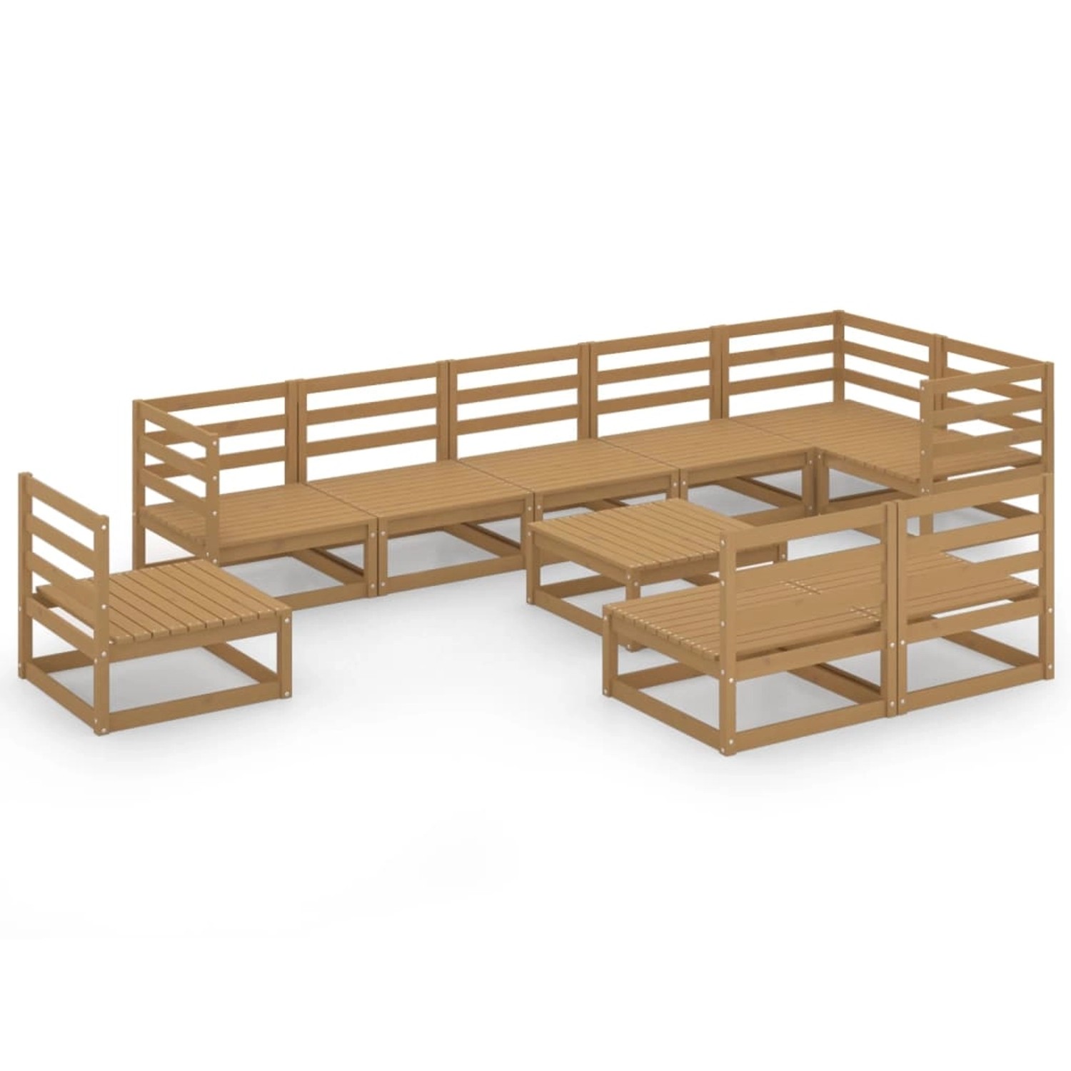 vidaXL 10-tlg Garten-Lounge-Set Honigbraun Massivholz Kiefer Modell 3 günstig online kaufen