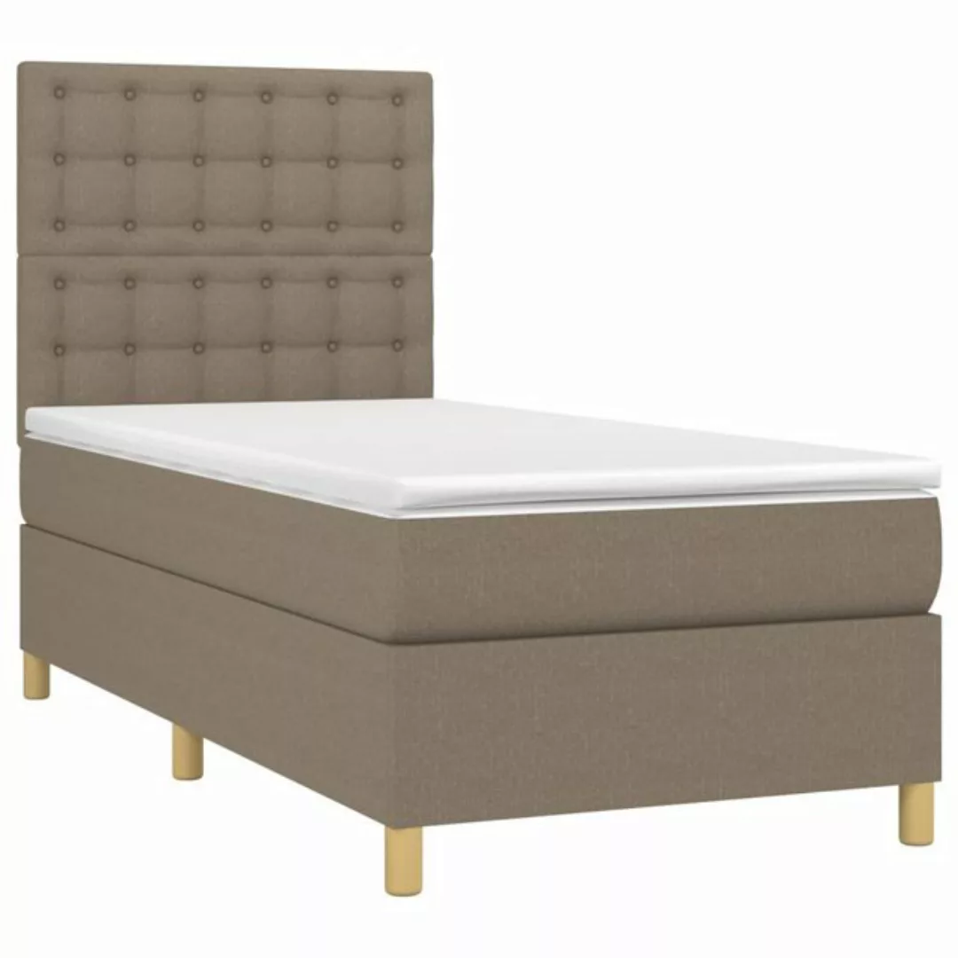 vidaXL Boxspringbett Boxspringbett mit Matratze LED Taupe 100x200 cm Stoff günstig online kaufen