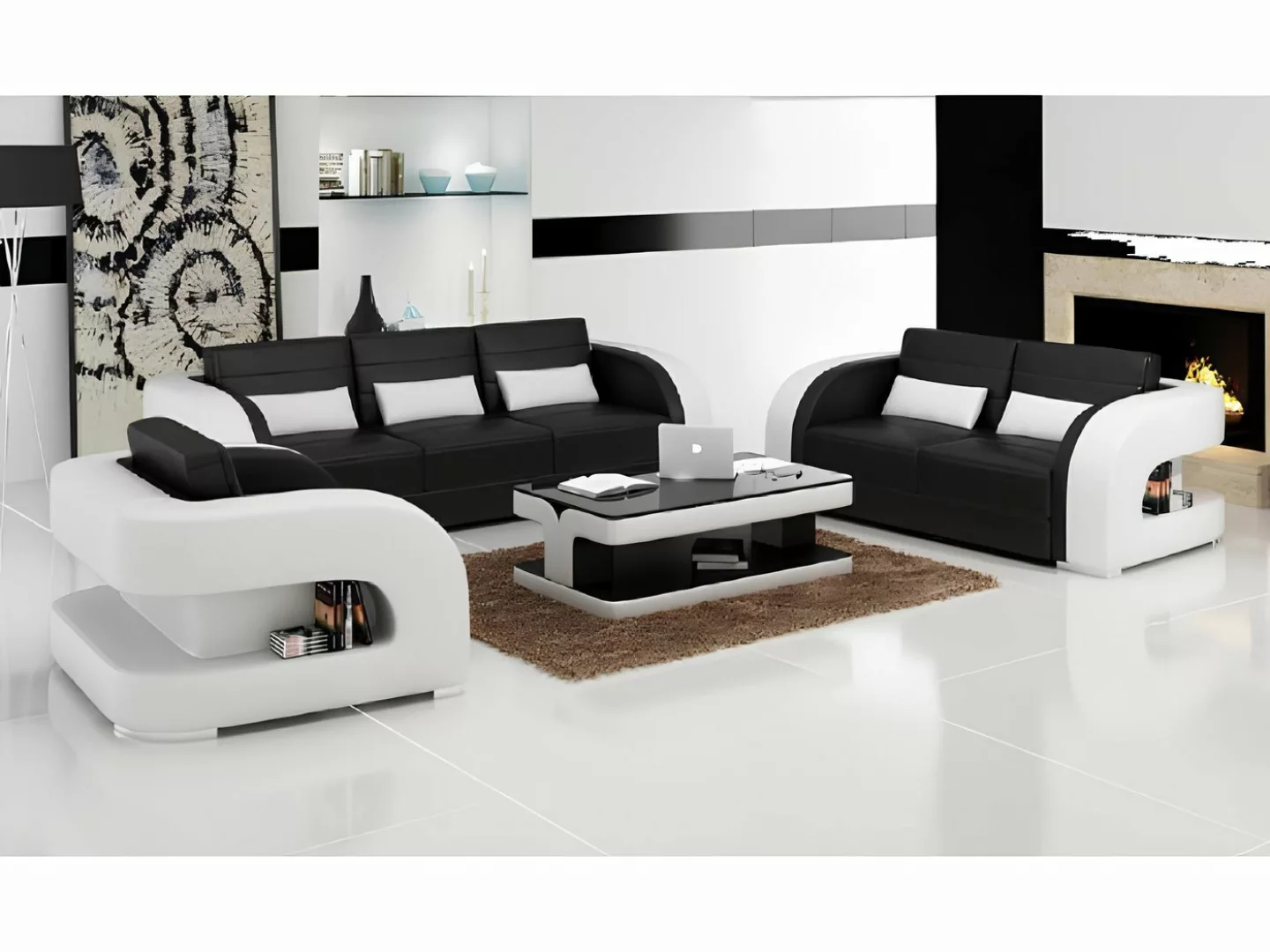 Xlmoebel Sofa Ledersofa Couch mit Designer Sofas 3+2+1 Sitzgarnitur Wohnlan günstig online kaufen