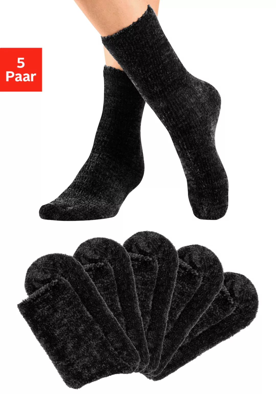 Lavana Kuschelsocken "Bettsocken", (Packung, 5 Paar), mit weichem, leicht g günstig online kaufen