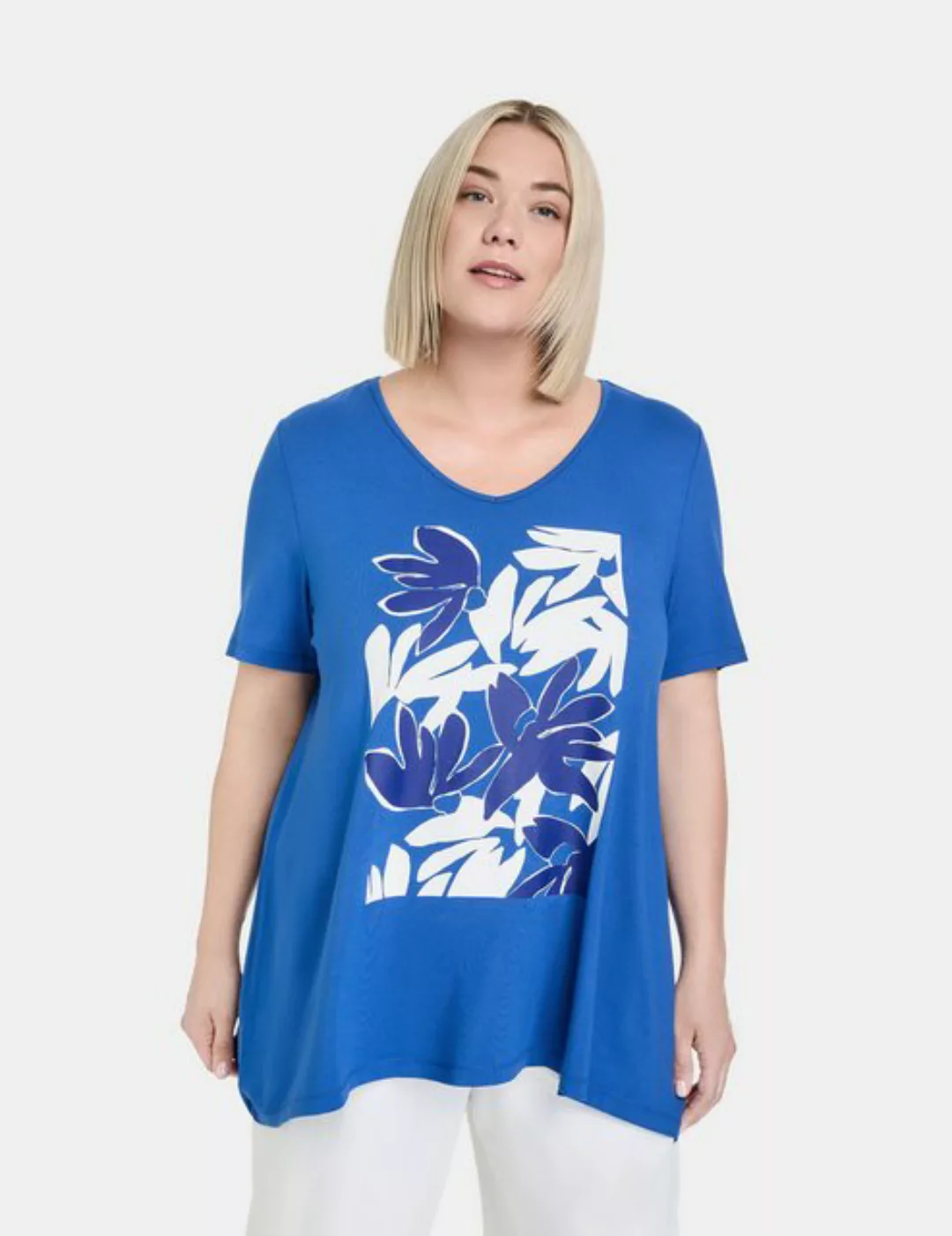 Samoon Kurzarmshirt T-Shirt mit floralem Frontprint günstig online kaufen