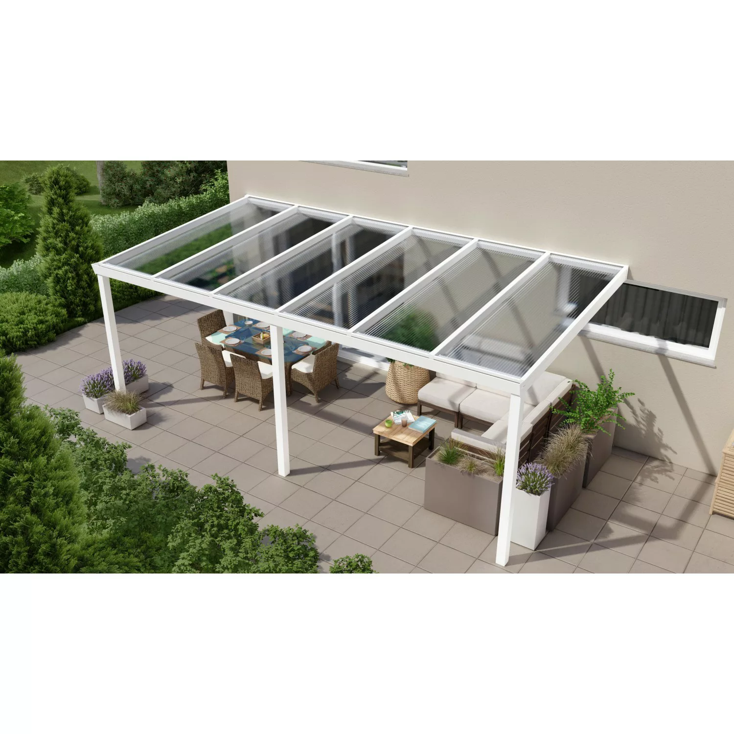 Terrassenüberdachung Professional 600 cm x 350 cm Weiß PC Klar günstig online kaufen