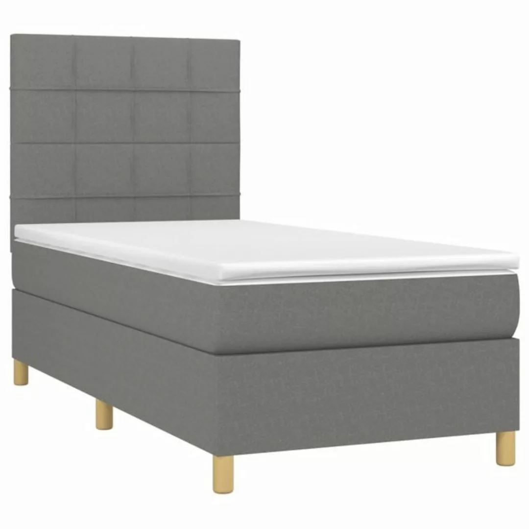 vidaXL Bettgestell Boxspringbett mit Matratze Dunkelgrau 80x200 cm Stoff Be günstig online kaufen