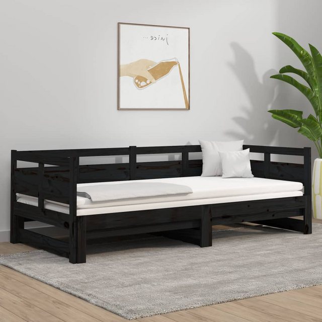 vidaXL Gästebett Tagesbett Gästebett Ausziehbar Schwarz Massivholz Kiefer 2 günstig online kaufen