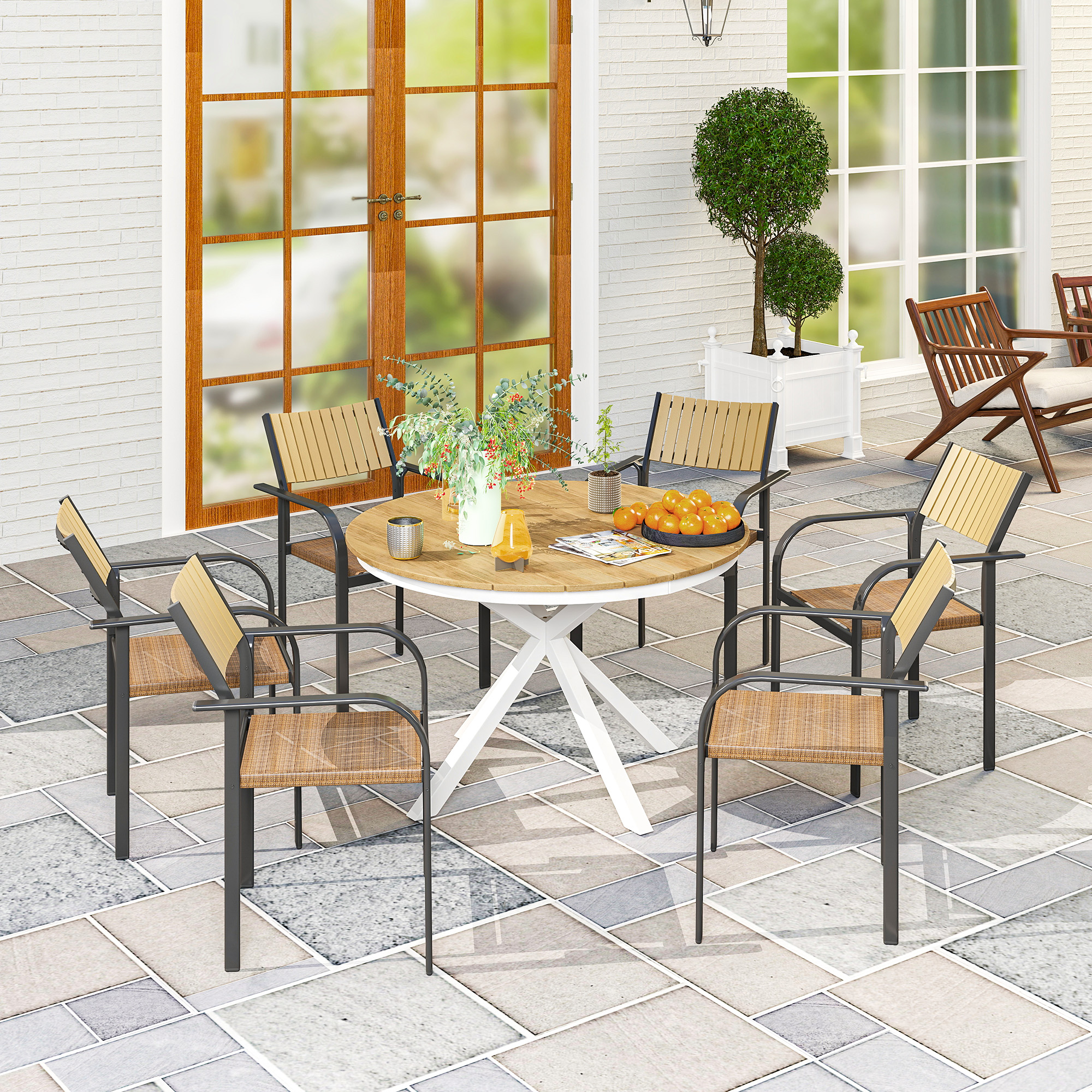 Outsunny Gartentisch Ø118cm, Wetterfest Balkontisch aus Aluminium, Beistell günstig online kaufen