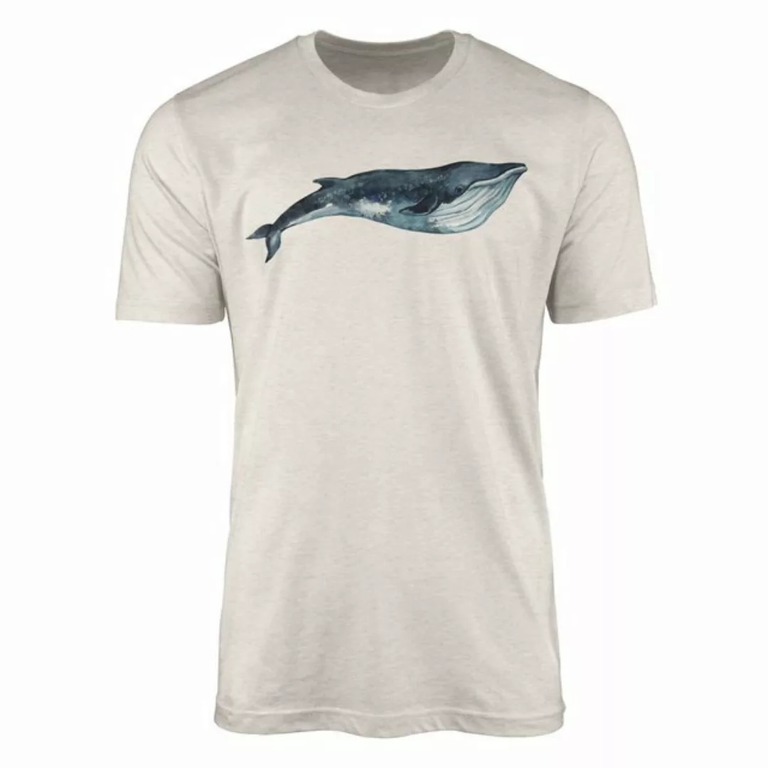 Sinus Art T-Shirt Herren Shirt 100% gekämmte Bio-Baumwolle T-Shirt Blauwal günstig online kaufen