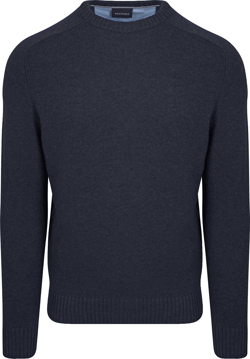 Suitable Lammwolle Pullover Rundhals Navy - Größe L günstig online kaufen