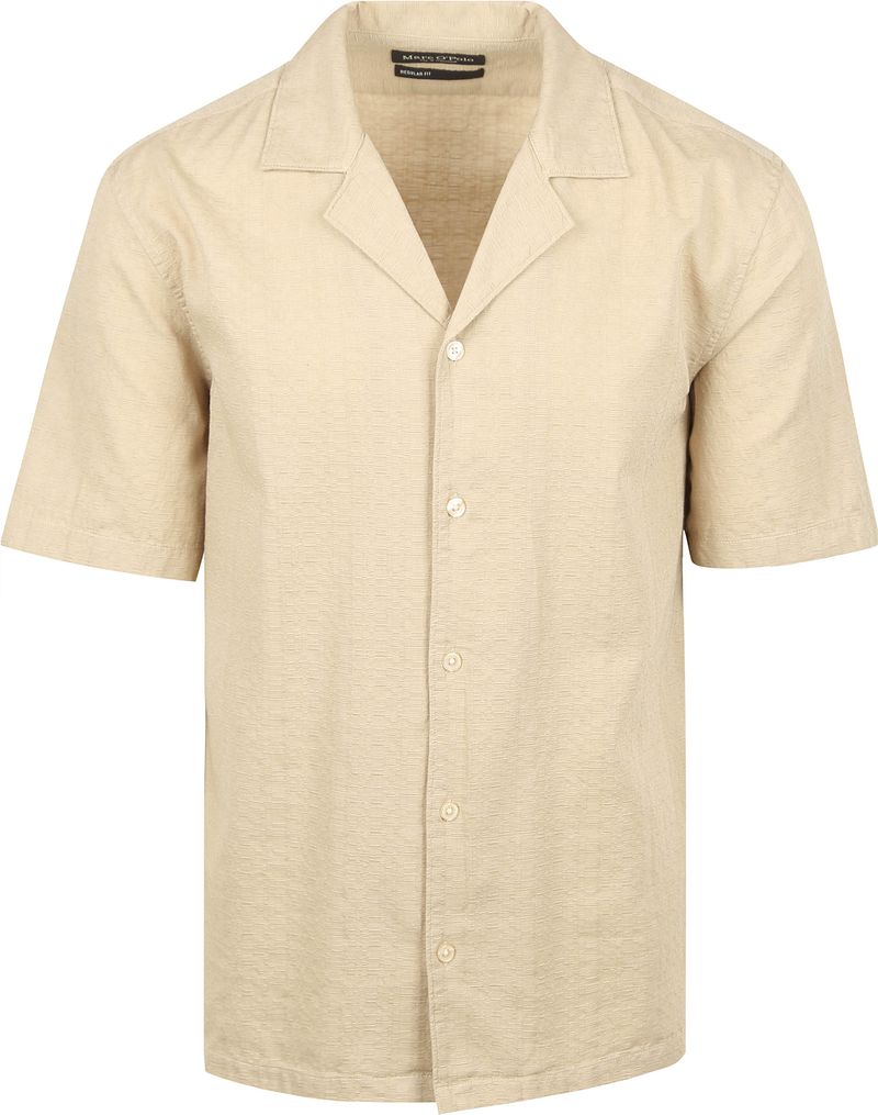 Marc O'Polo Crèpe Hemd Short Sleeves Beige - Größe XL günstig online kaufen
