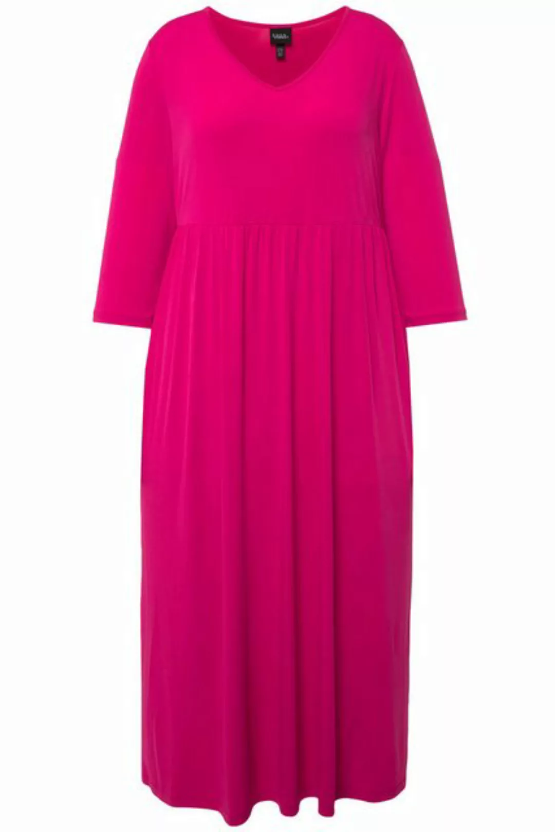 Ulla Popken Sommerkleid Jerseykleid A-Linie V-Ausschnitt 3/4-Arm Taschen günstig online kaufen