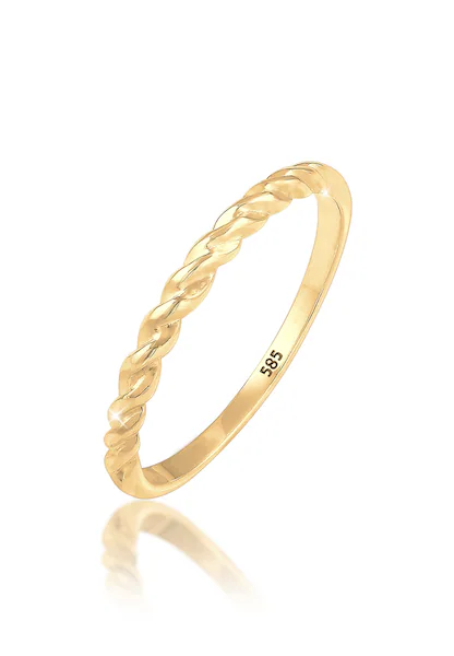 Elli Premium Fingerring »Basic Geo Twisted Gedreht Bandring 585 Gelbgold« günstig online kaufen