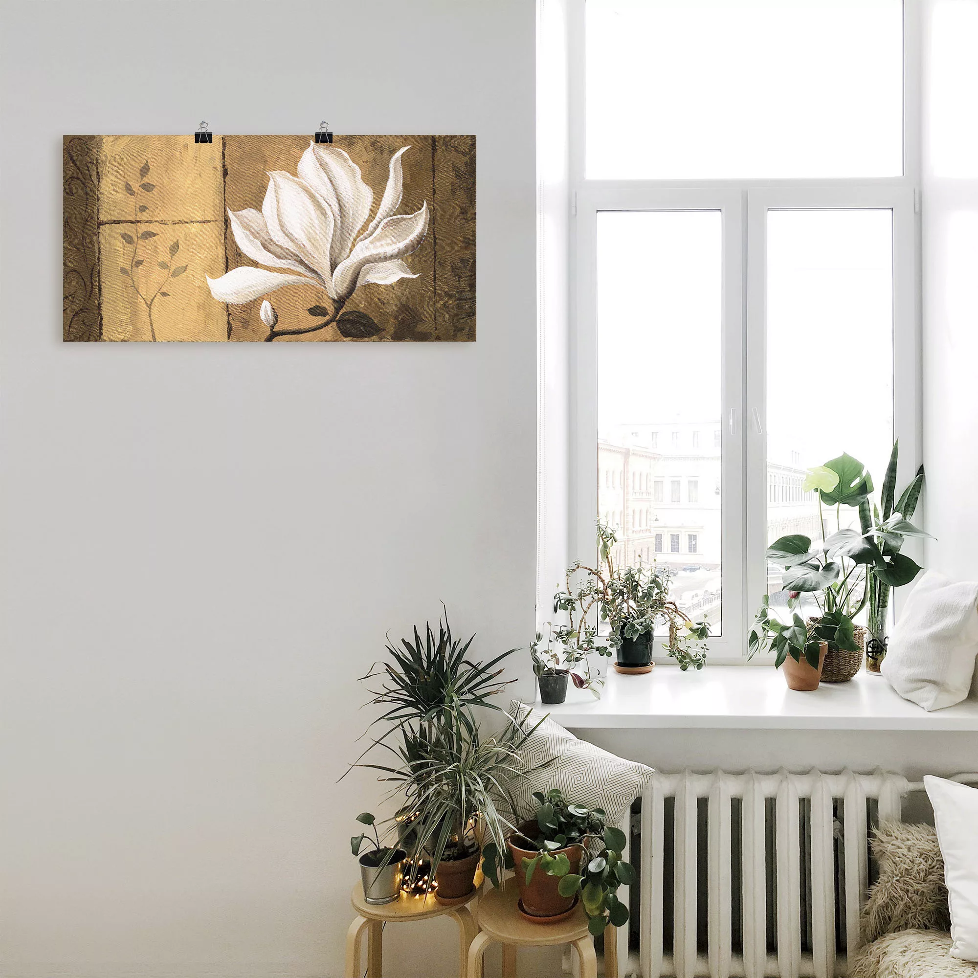 Artland Wandbild "Magnolie an Gold-Braun", Blumen, (1 St.), als Leinwandbil günstig online kaufen