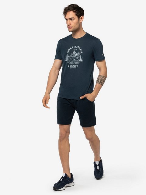 SUPER.NATURAL Print-Shirt für Herren, kurzam aus Merino M LANDI TEE mit coo günstig online kaufen