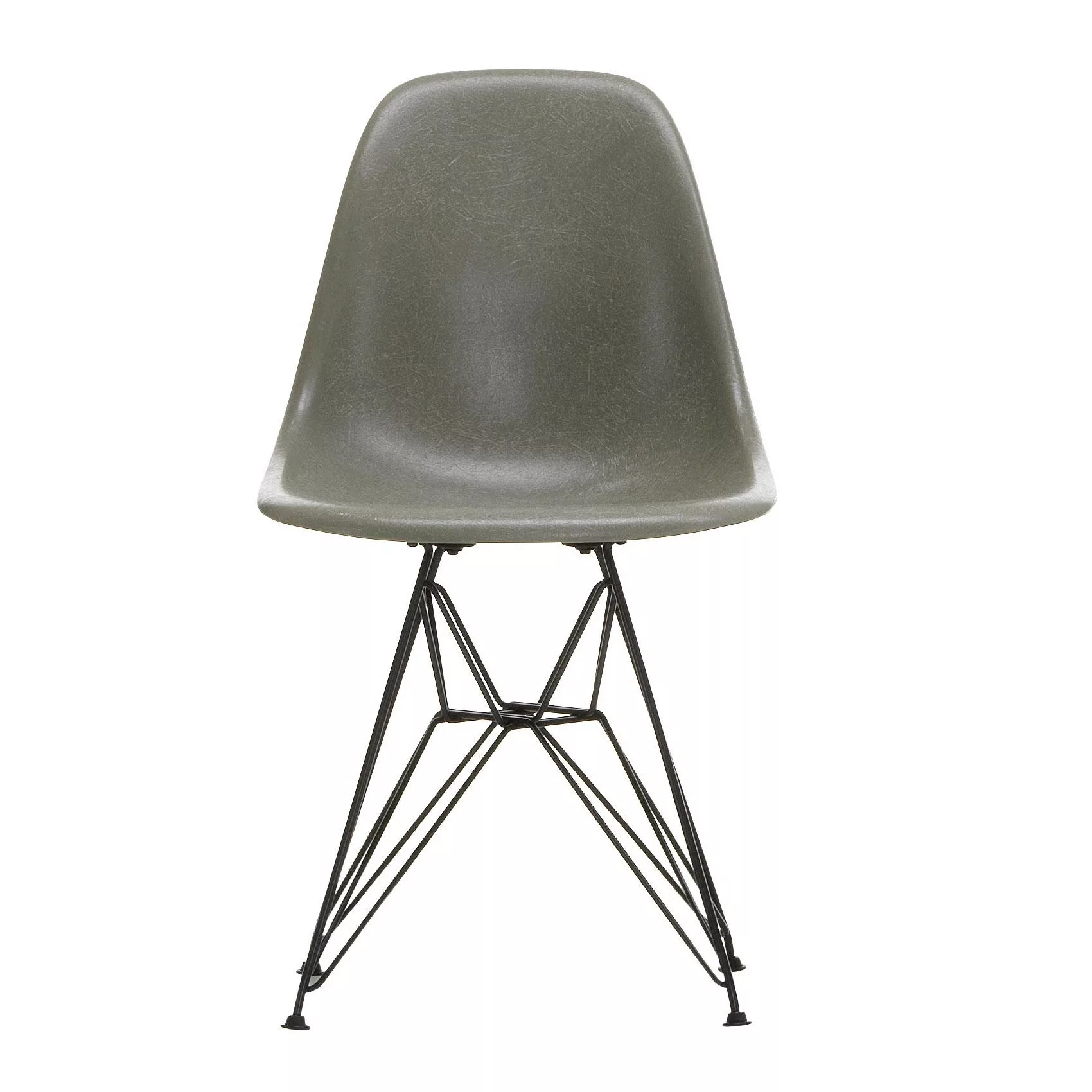 Vitra - Eames Fiberglass Side Chair DSR Gestell schwarz - umbra/Sitzschale günstig online kaufen