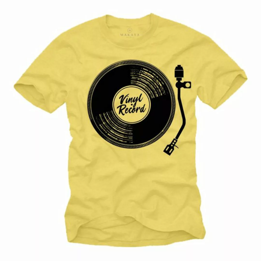 MAKAYA T-Shirt Herren Vintage Vinyl Schallplatte Hip Hop Musik Retro Rap Mo günstig online kaufen