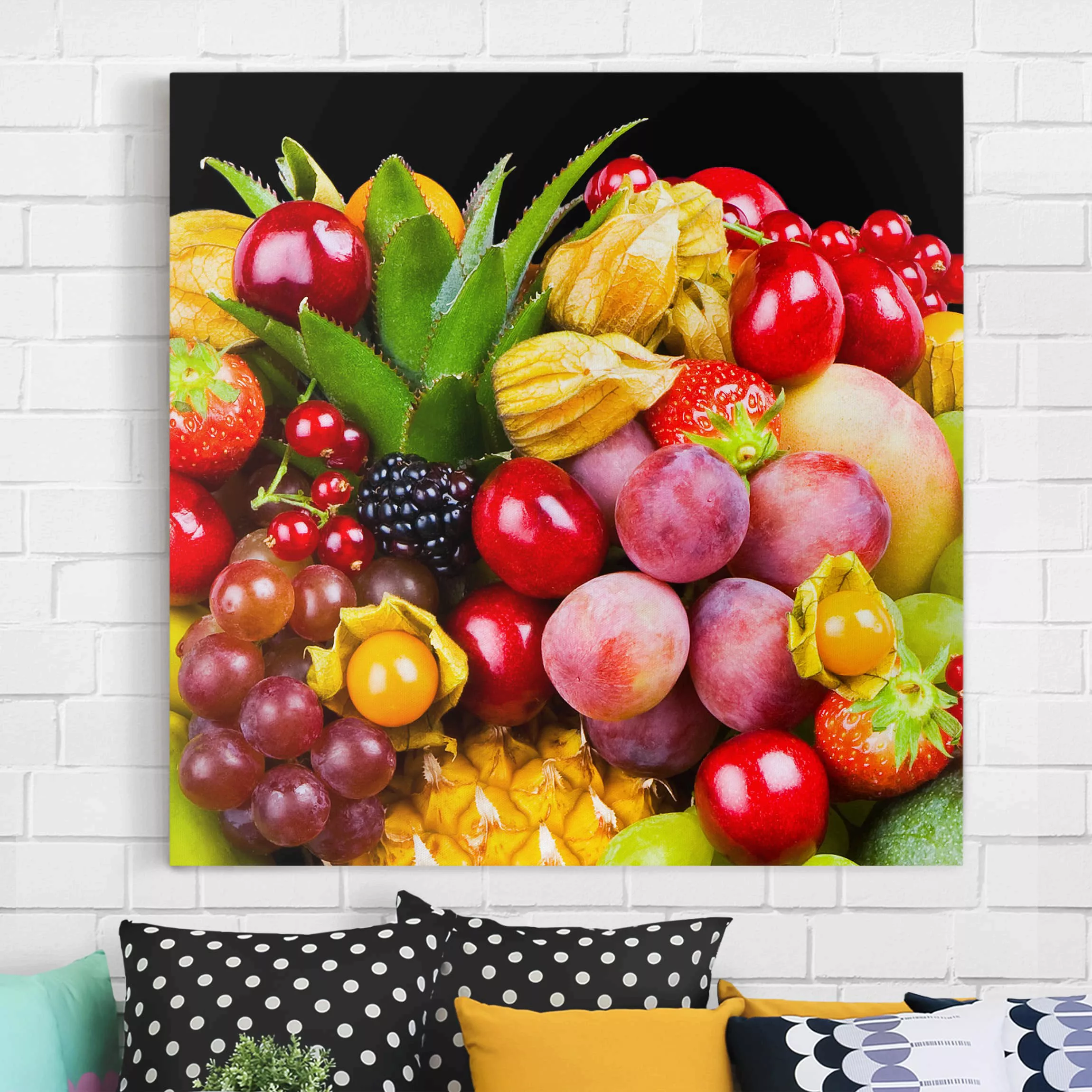 Leinwandbild Küche - Quadrat Fruit Bokeh günstig online kaufen