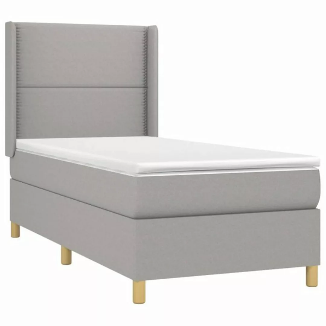 vidaXL Bettgestell Boxspringbett mit Matratze Hellgrau 80x200 cm Stoff Bett günstig online kaufen