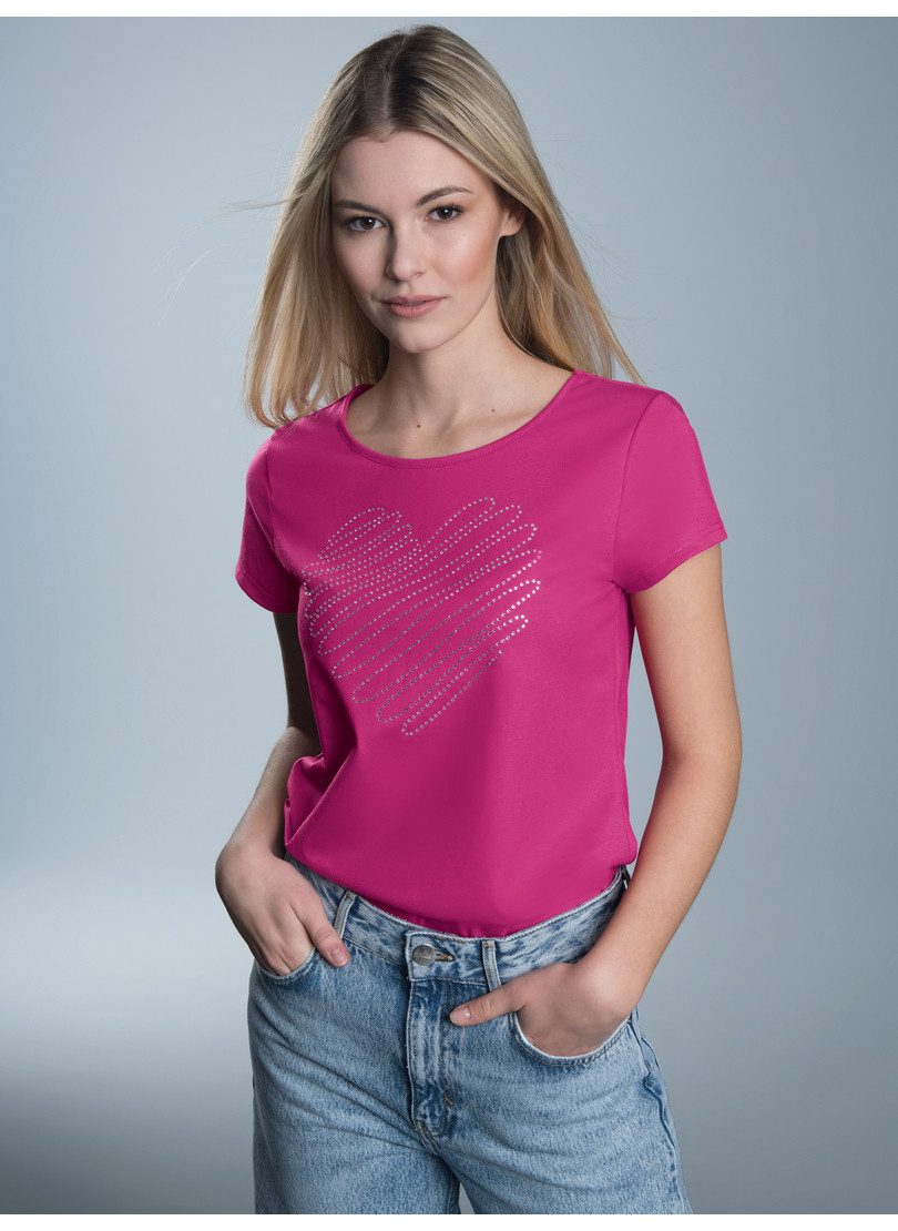 Trigema T-Shirt "TRIGEMA Slim Fit T-Shirt mit glitzerndem Herz-Printmotiv", günstig online kaufen