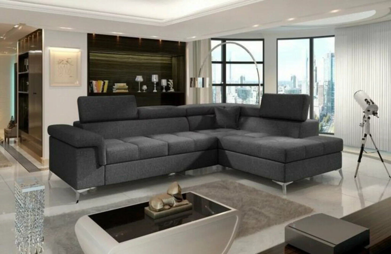 JVmoebel Ecksofa, Ecksofa L-Form Sofa Couch Design Polster Schlafsofa Texti günstig online kaufen