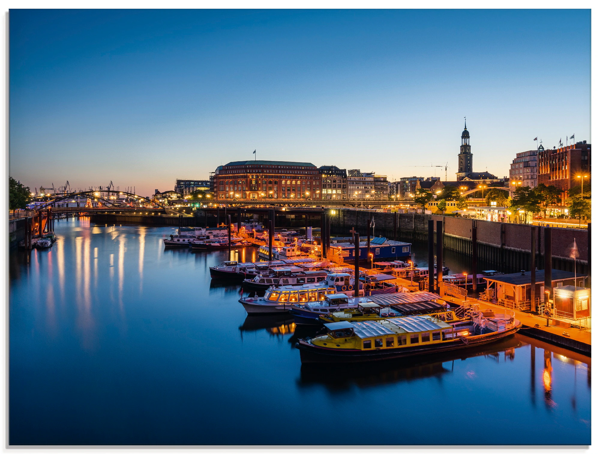 Artland Glasbild »Hamburg Hafen Panorama mit Michel«, Deutschland, (1 St.), günstig online kaufen