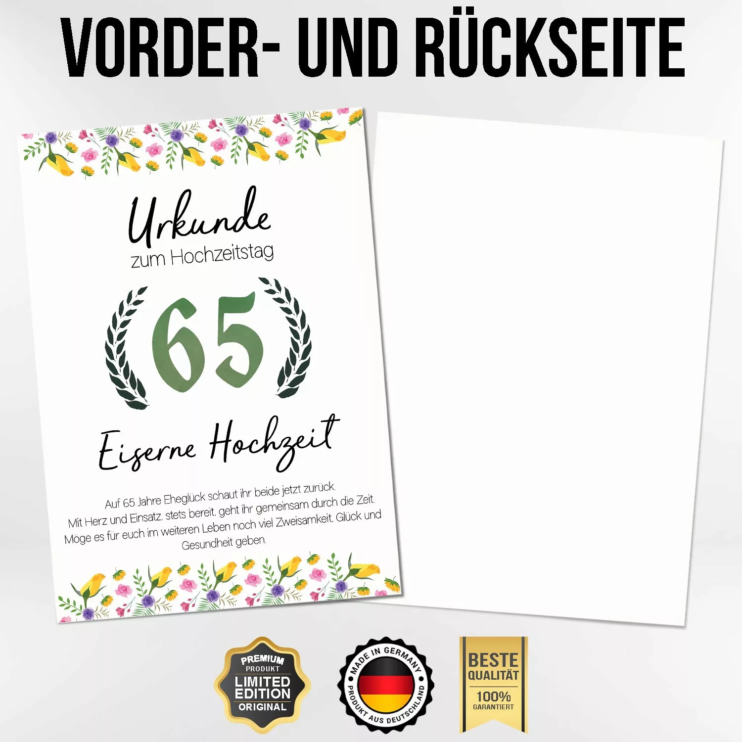 Tigerlino Poster 65. Hochzeitstag Geschenk Eiserne günstig online kaufen