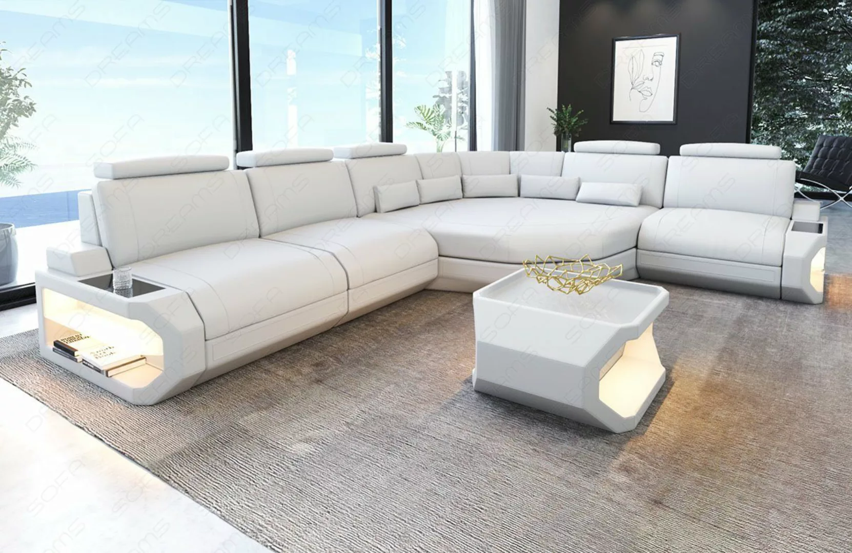 Sofa Dreams Ecksofa Asti, Couch, L Form Ledersofa mit LED, Designersofa günstig online kaufen