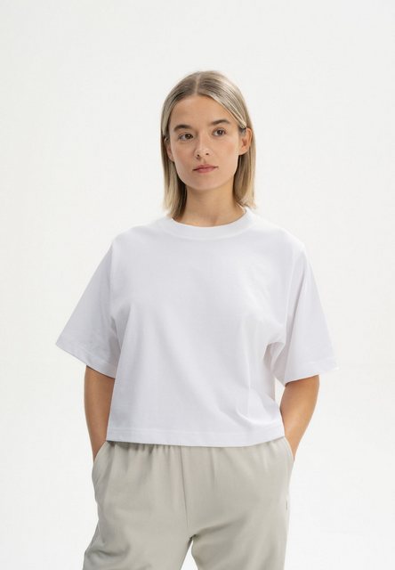 MELA Kurzarmshirt Cropped T-Shirt schwer JOSHNA Rippbündchen günstig online kaufen