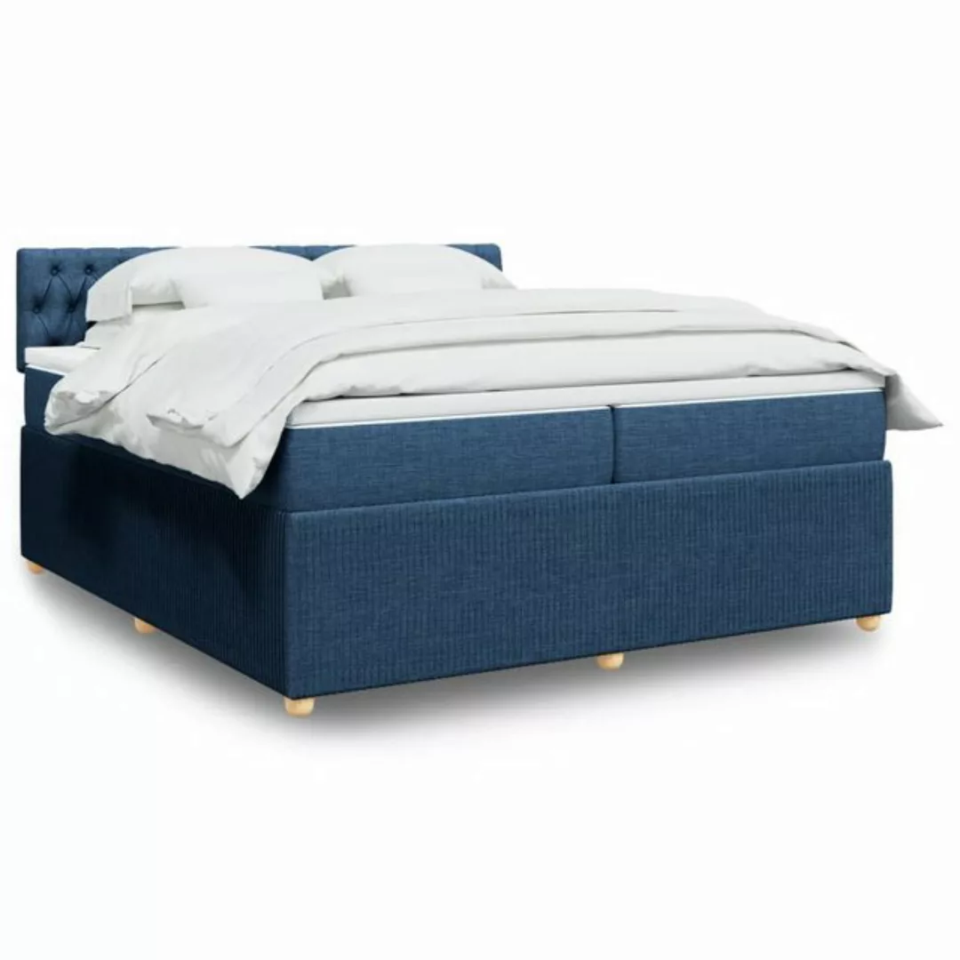 vidaXL Boxspringbett, Boxspringbett mit Matratze Blau 200x200 cm Stoff günstig online kaufen