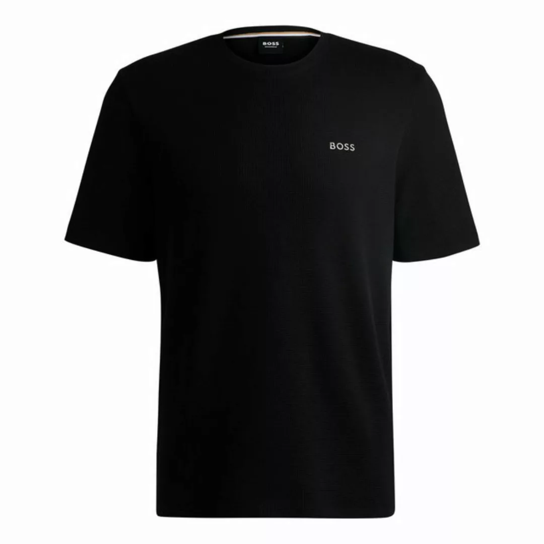 BOSS Kurzarmshirt Waffle T-Shirt mit Logo-Stickerei auf der Vorderseite günstig online kaufen