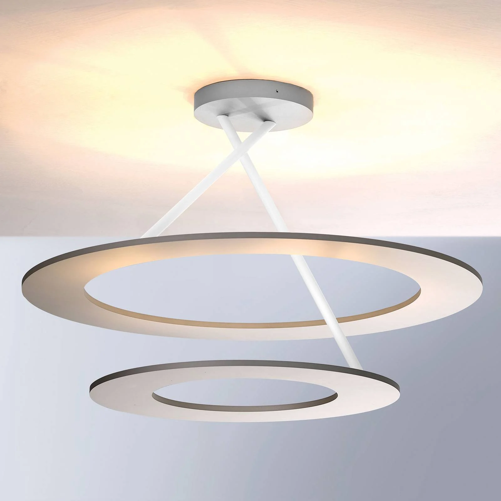 Bopp Stella LED-Deckenlampe 2 Ringe alu/weiß günstig online kaufen