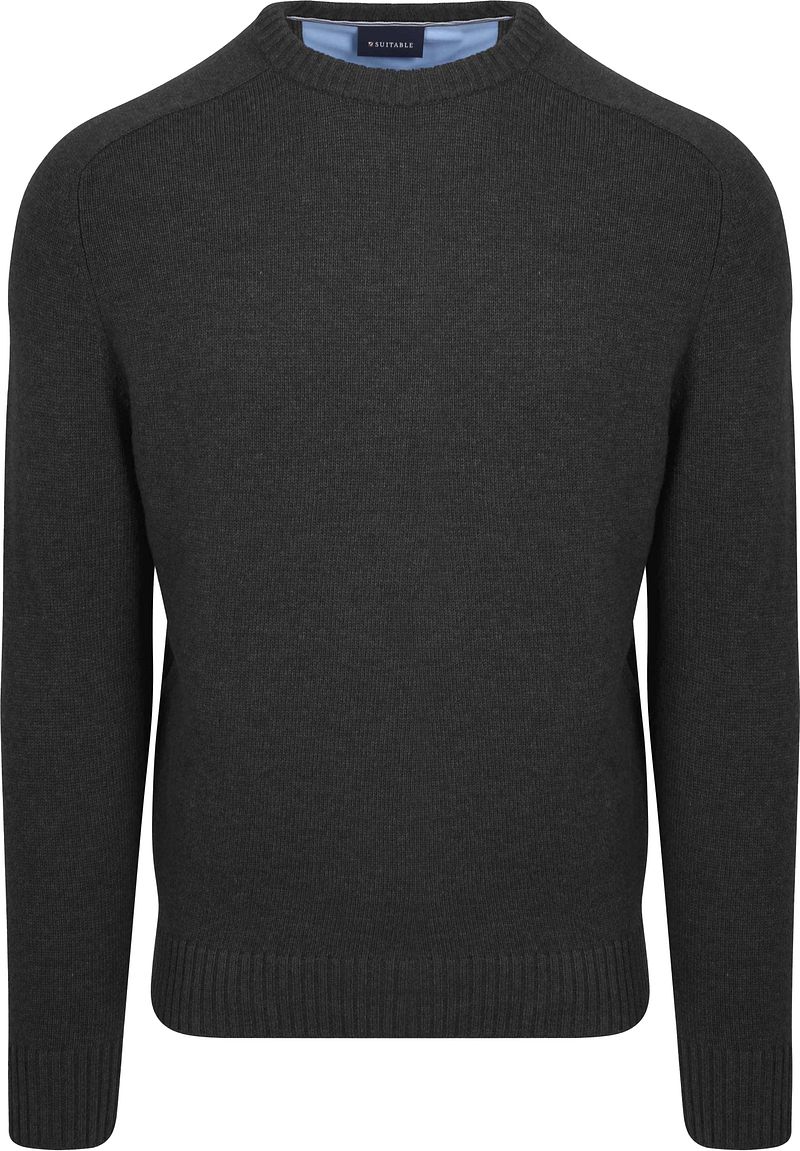 Suitable Lammwolle Pullover Rundhals Anthrazit - Größe L günstig online kaufen