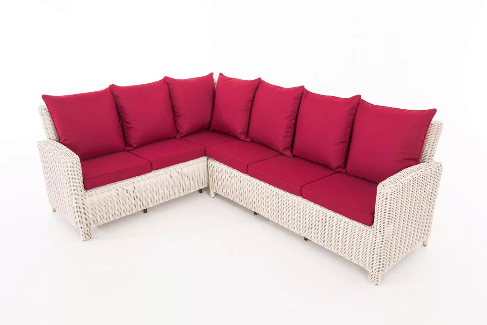 Rundrattan Sofa Bermeo 5mm-rund/perlweiß-Rubinrot günstig online kaufen