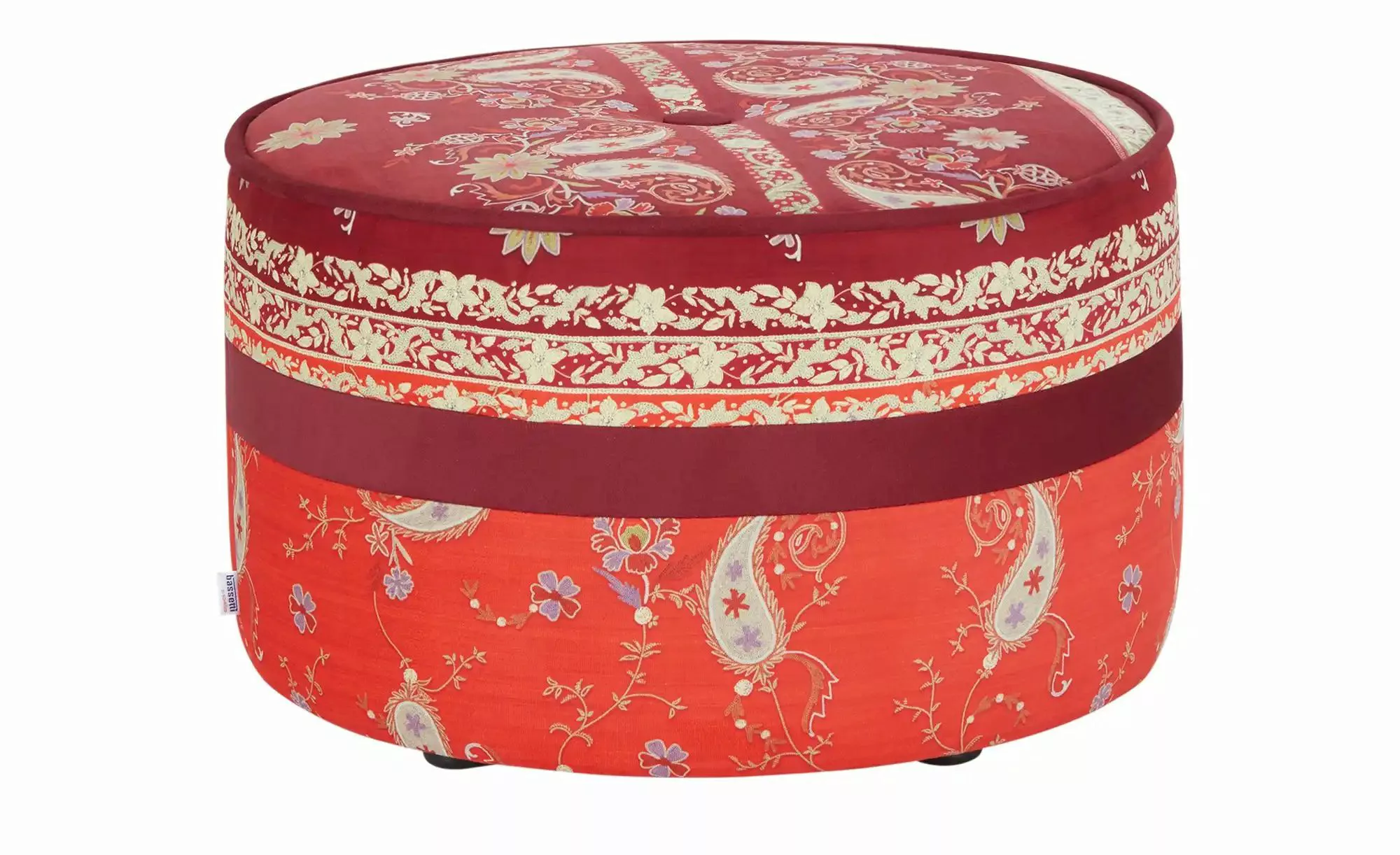 bassetti by SCHRÖNO Pouf aus Velours Tino ¦ rot ¦ Maße (cm): H: 39  Ø: 63 P günstig online kaufen