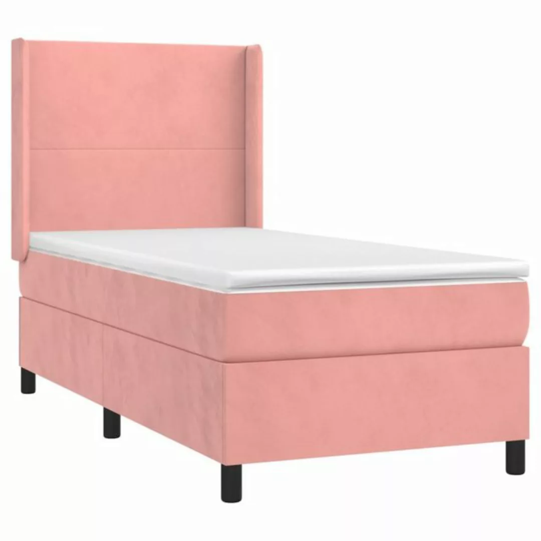 vidaXL Bett Boxspringbett mit Matratze & LED Rosa 80x200 cm Samt günstig online kaufen