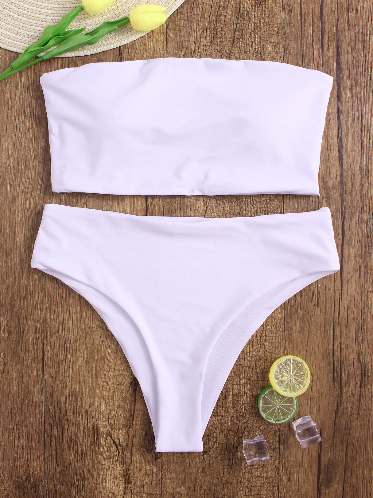 Weiß Sexy Basic trägerloses Bikini-Set günstig online kaufen