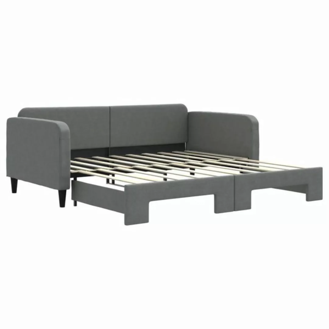 vidaXL Bett Tagesbett Ausziehbar Dunkelgrau 90x190 cm Stoff günstig online kaufen