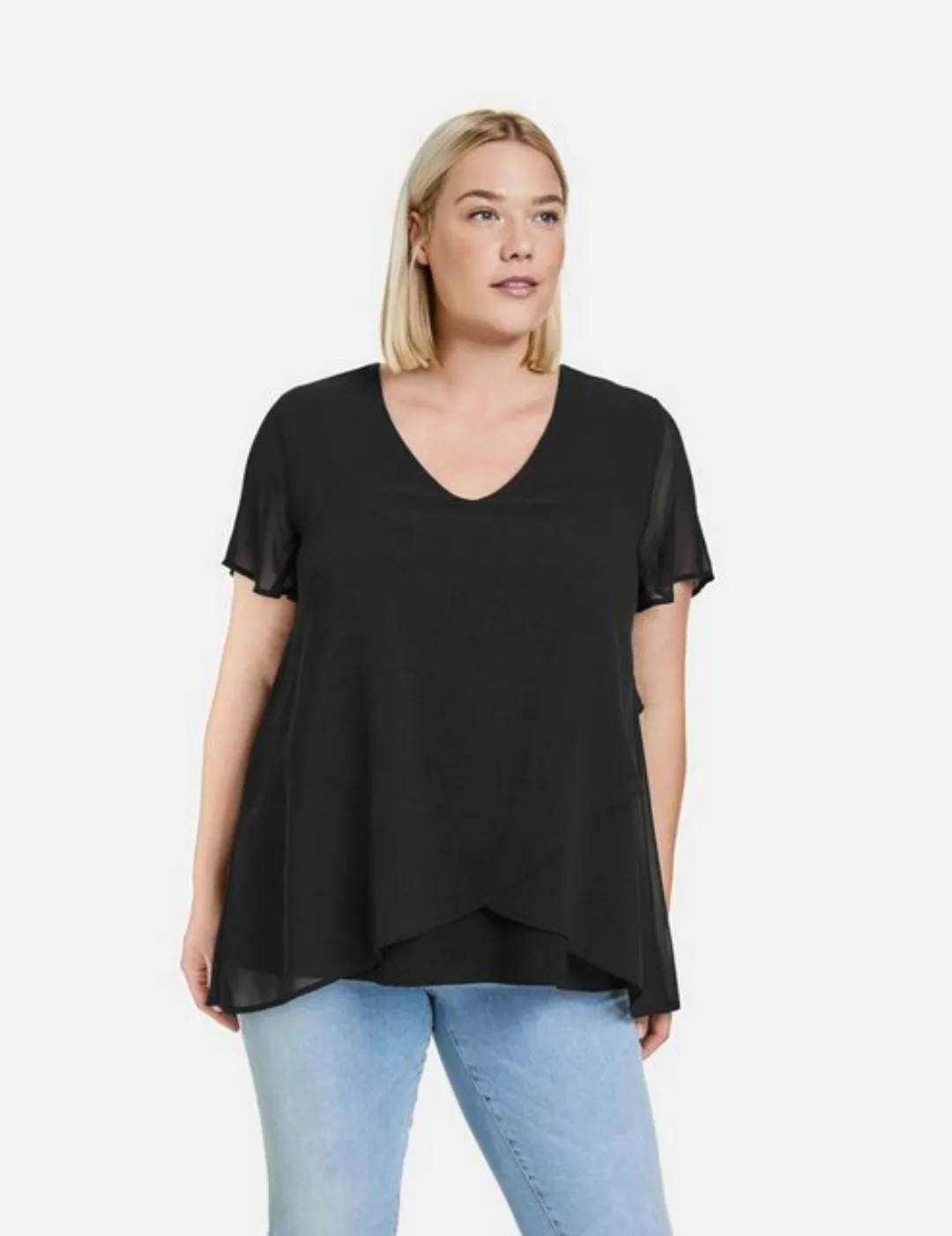 Samoon Kurzarmshirt Blusenshirt mit Chiffon-Layer günstig online kaufen