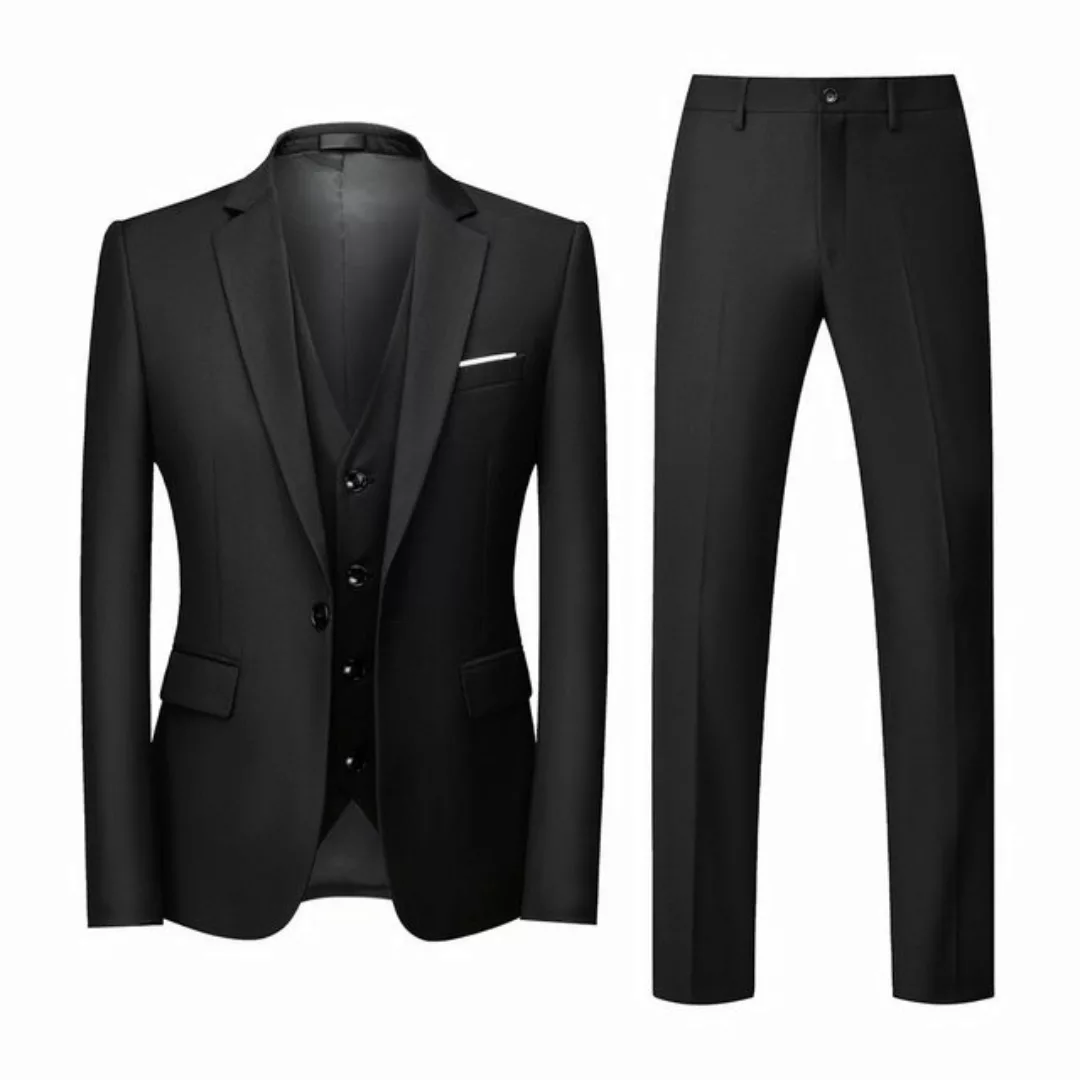 Allthemen Anzug (3 tlg, Sakko & Weste & Hose) Herren Anzug Slim Fit ein Kno günstig online kaufen