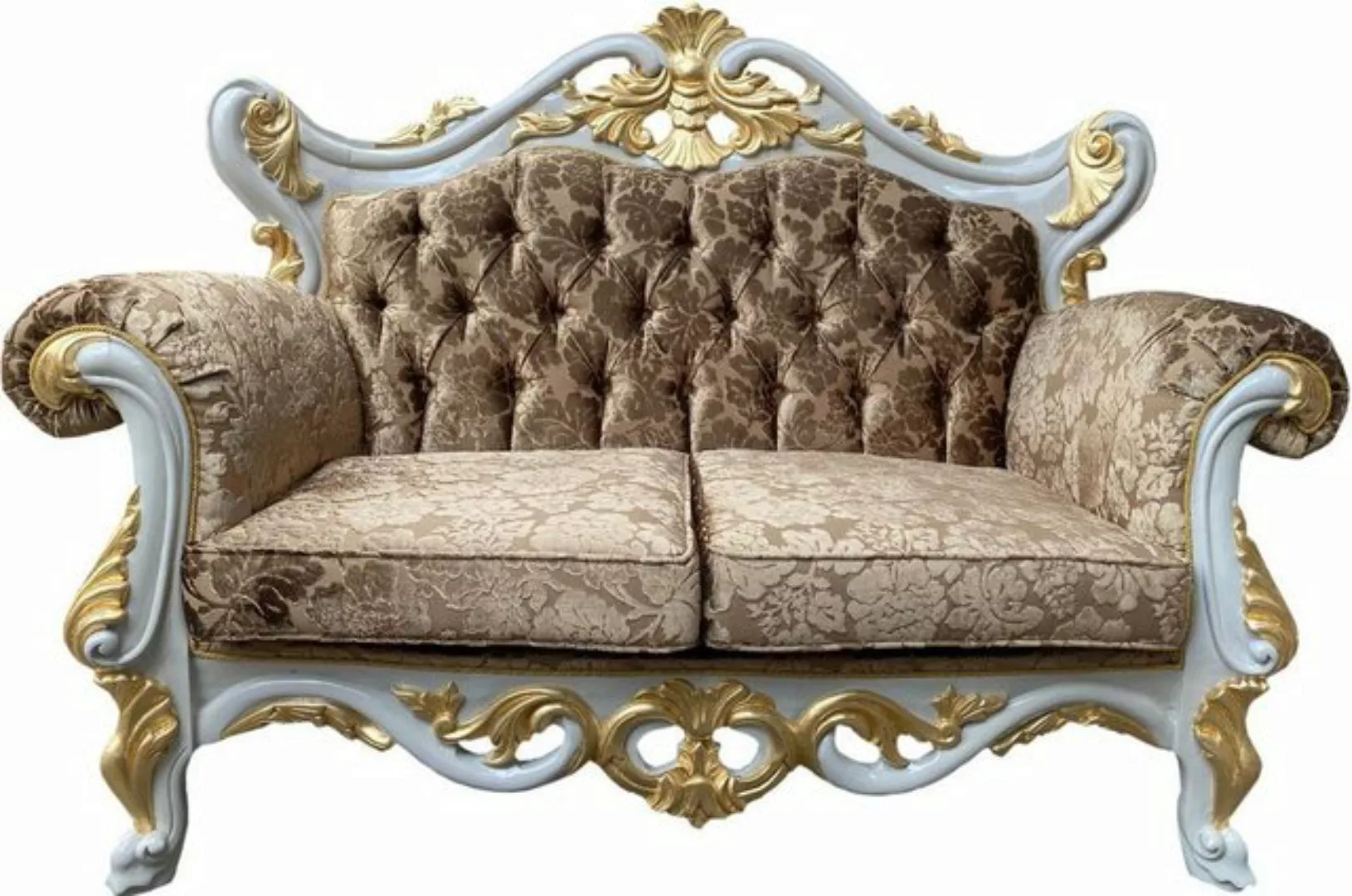 Casa Padrino 2-Sitzer Pompöös by Luxus Barock 2er Sofa Gold Bouquet Muster günstig online kaufen