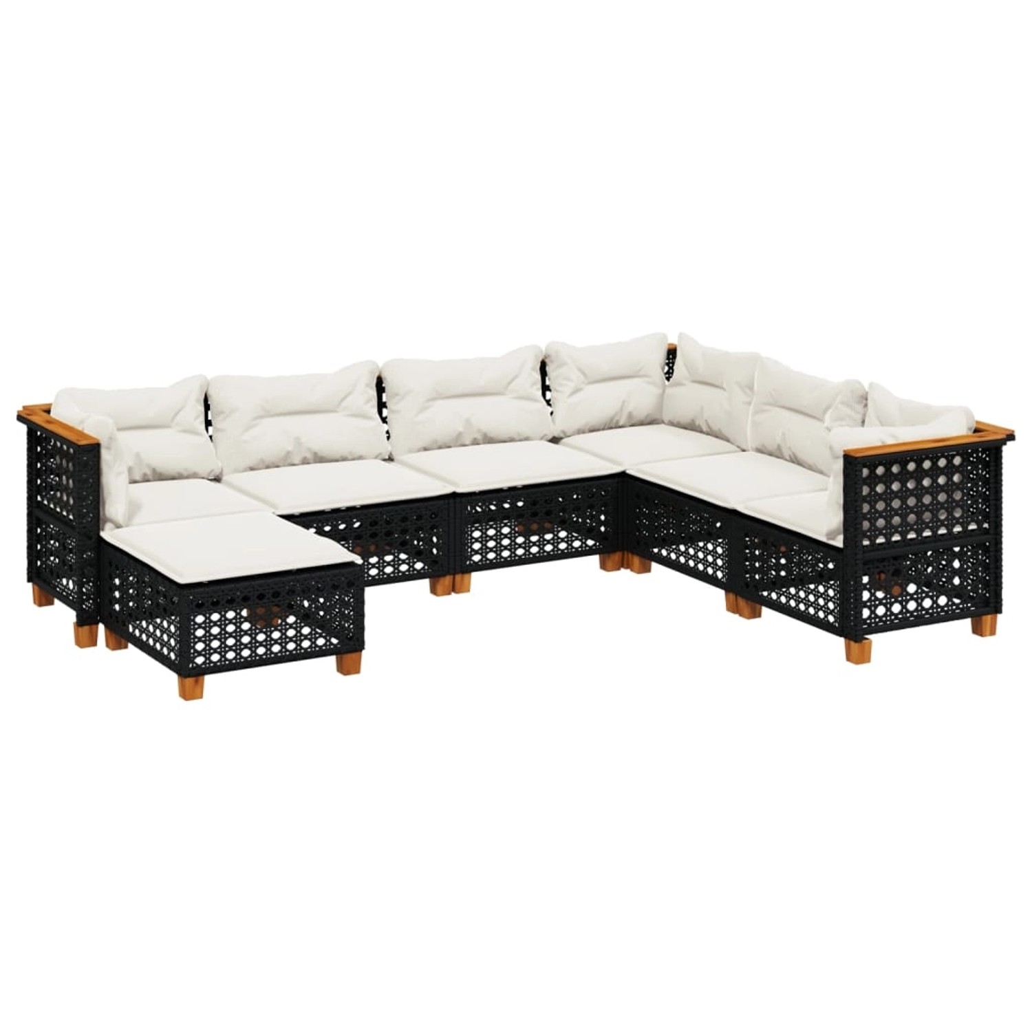 vidaXL 7-Tlg Garten-Sofagarnitur mit Kissen Schwarz Poly Rattan 3261938 günstig online kaufen