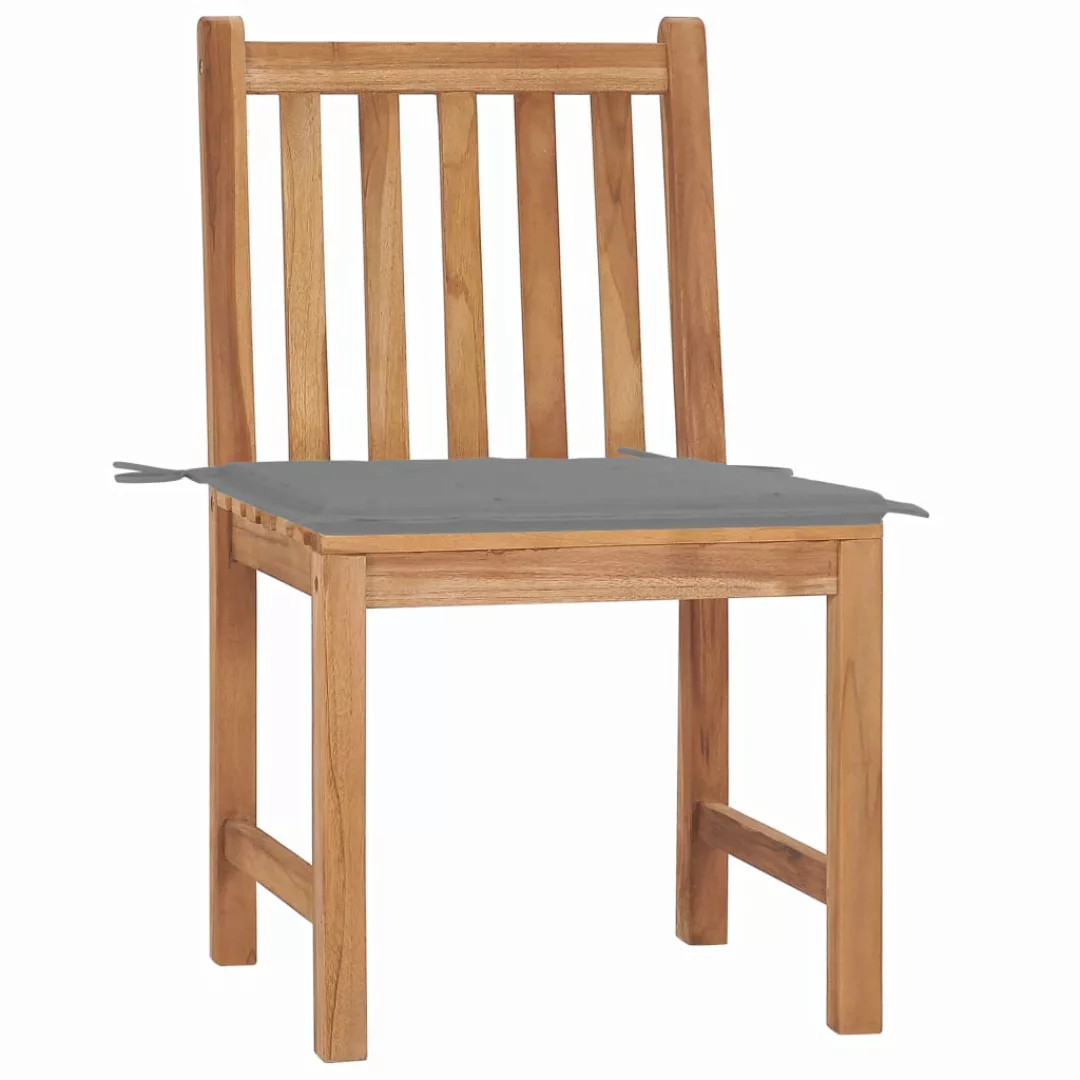 Gartenstühle 2 Stk. Mit Kissen Massivholz Teak günstig online kaufen