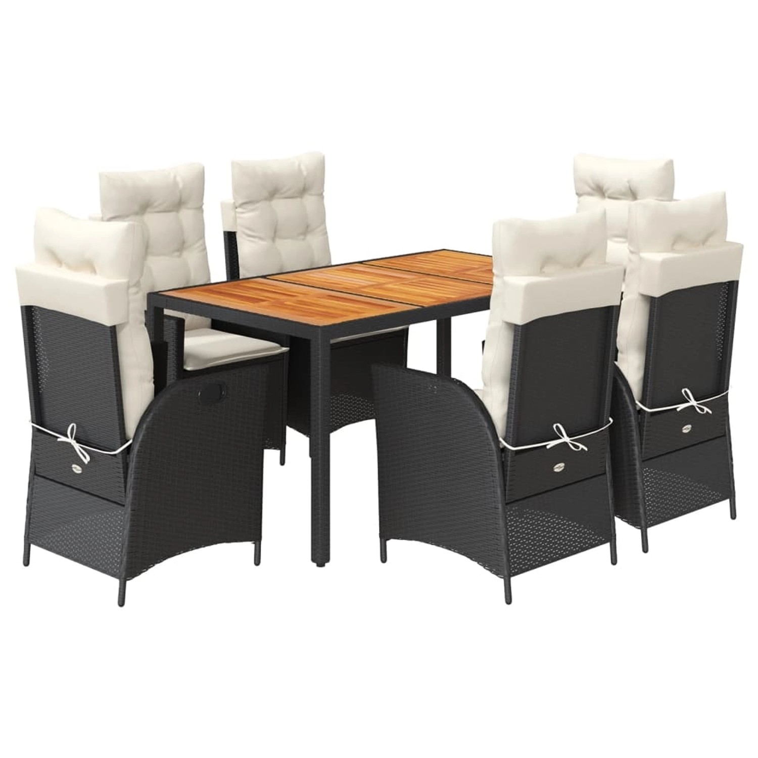 vidaXL 7-Tlg Garten-Essgruppe mit Kissen Schwarz Poly Rattan 3213089 günstig online kaufen