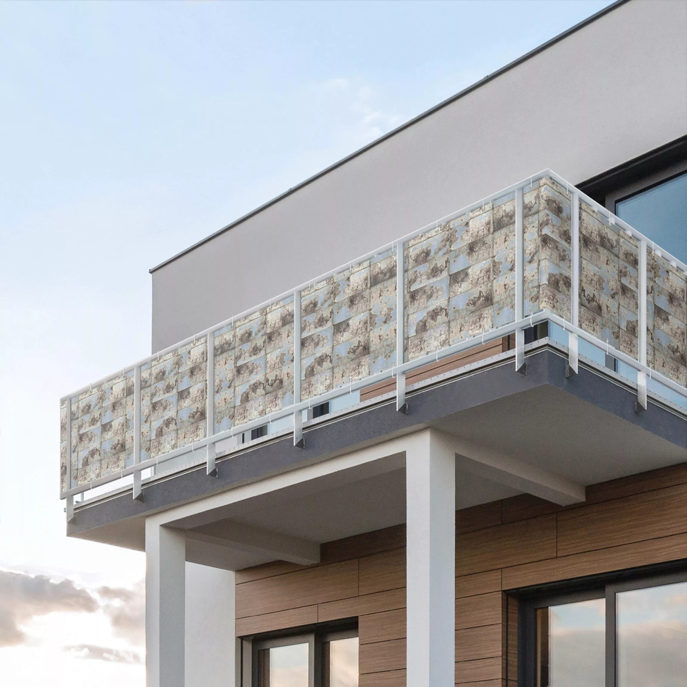 Balkon Sichtschutz Shabby Industrial Metalloptik günstig online kaufen