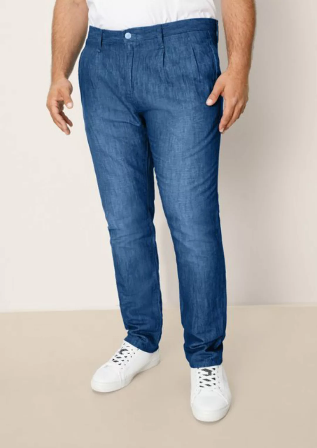 s.Oliver Stoffhose Relaxed: Jeans aus Leinenmix Leder-Patch günstig online kaufen